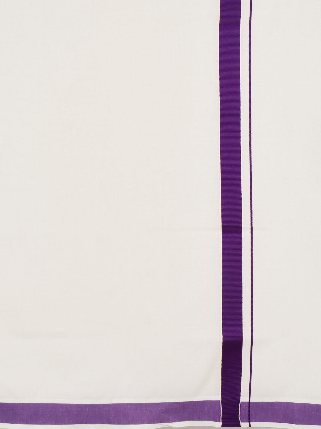 Men Kora Cotton Single Layer Dhoti with Violet Border HKS05