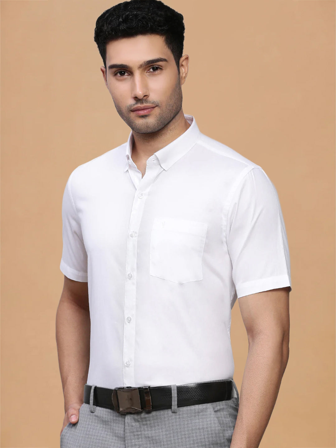 Classic Texture Weave Premium Cotton White Shirt - Oxford
