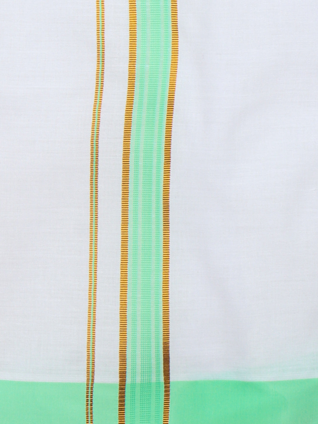 Men Cotton Blend Readymade Single Layer White Dhoti with Fancy Jari Border GACJ43