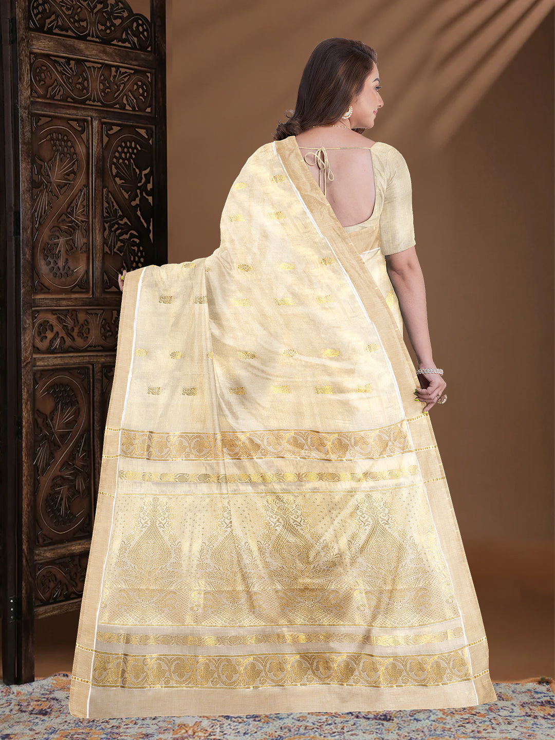 Women Kerala Tissue Gold Saree KS231