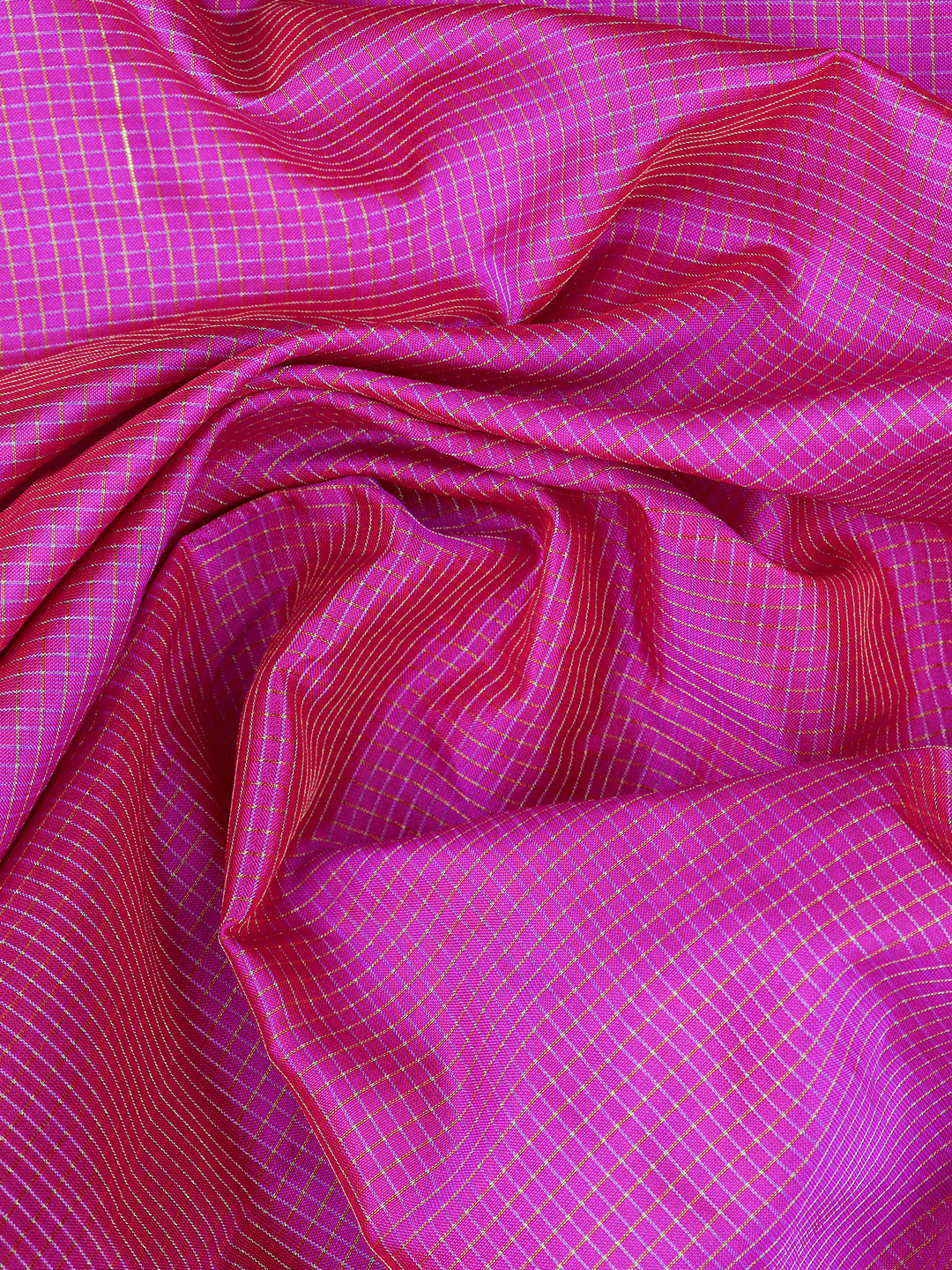 Mens Pure Silk Micro Jari Check Shirting Fabric Purple