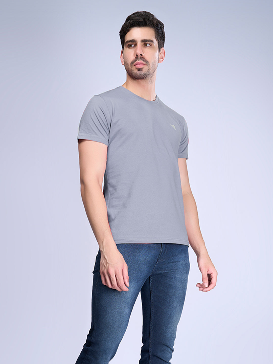 Men 100% Cotton Graphite Grey Half Sleeves T-Shirt Expert Tee ET25