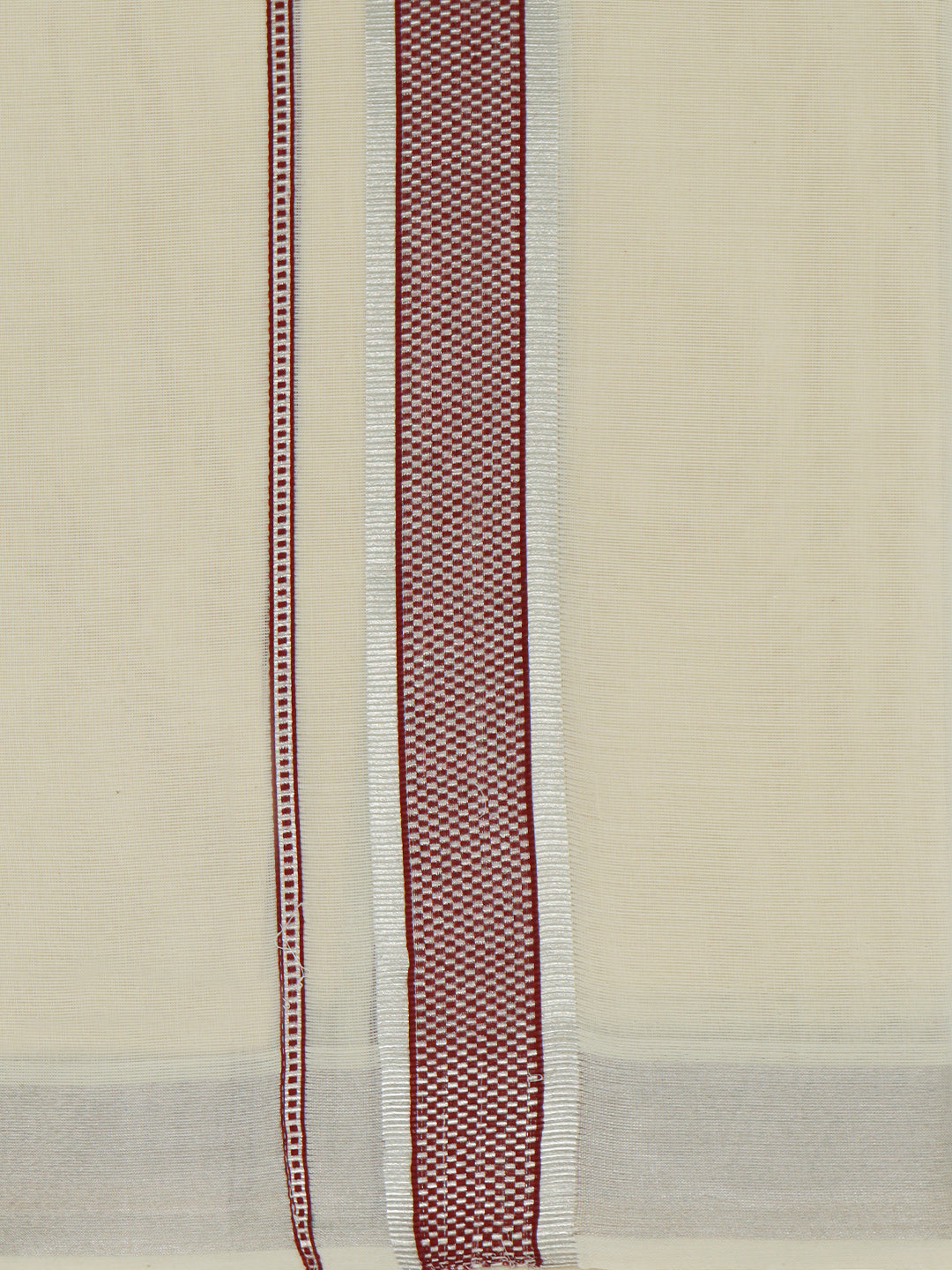 Double Layer Giza Cotton Cream Kora Dhoti with Colour Jari Border - LC38