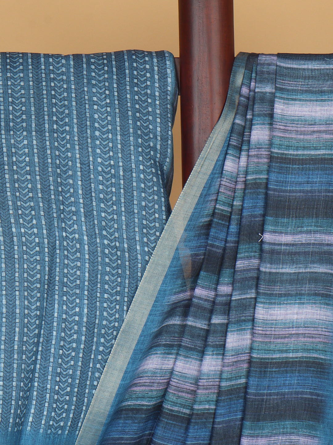 Women Blue Semi Linen Saree SL228