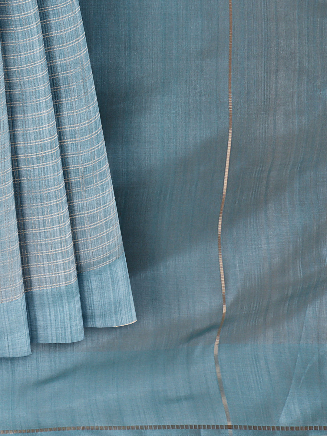 Women Blue Semi Tussar Checks Saree ST272