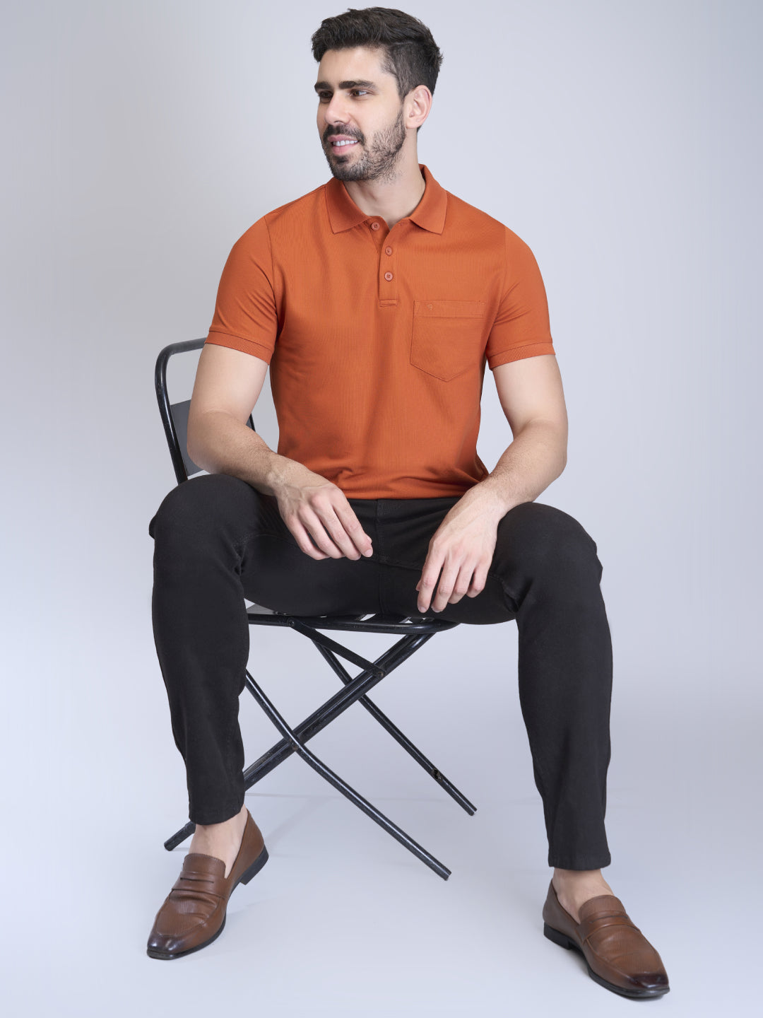 Mens Expert Polo Tshirt with Pocket Burnt Orange EP23