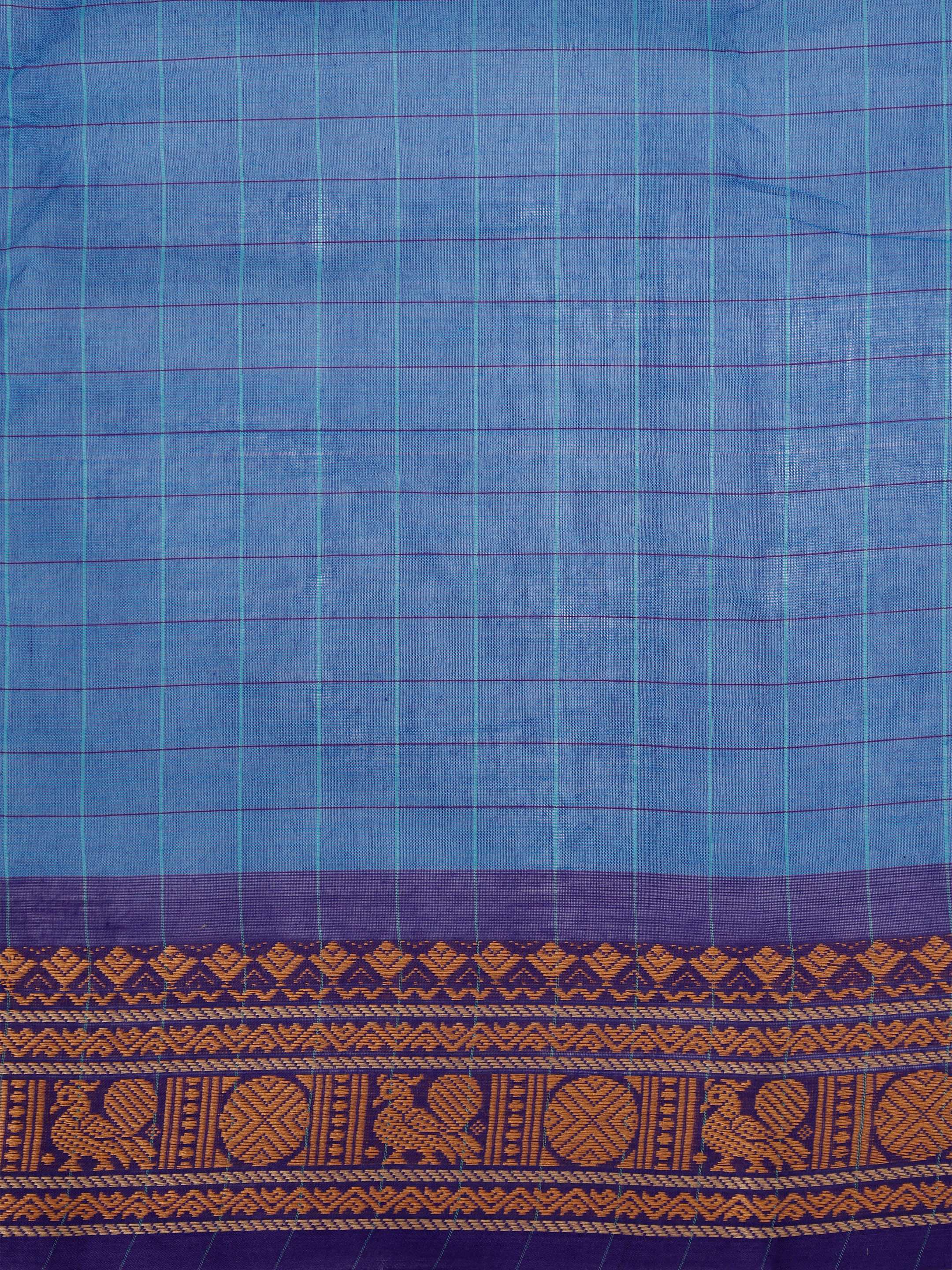 Women Chettinad Cotton Blue Saree CCS06