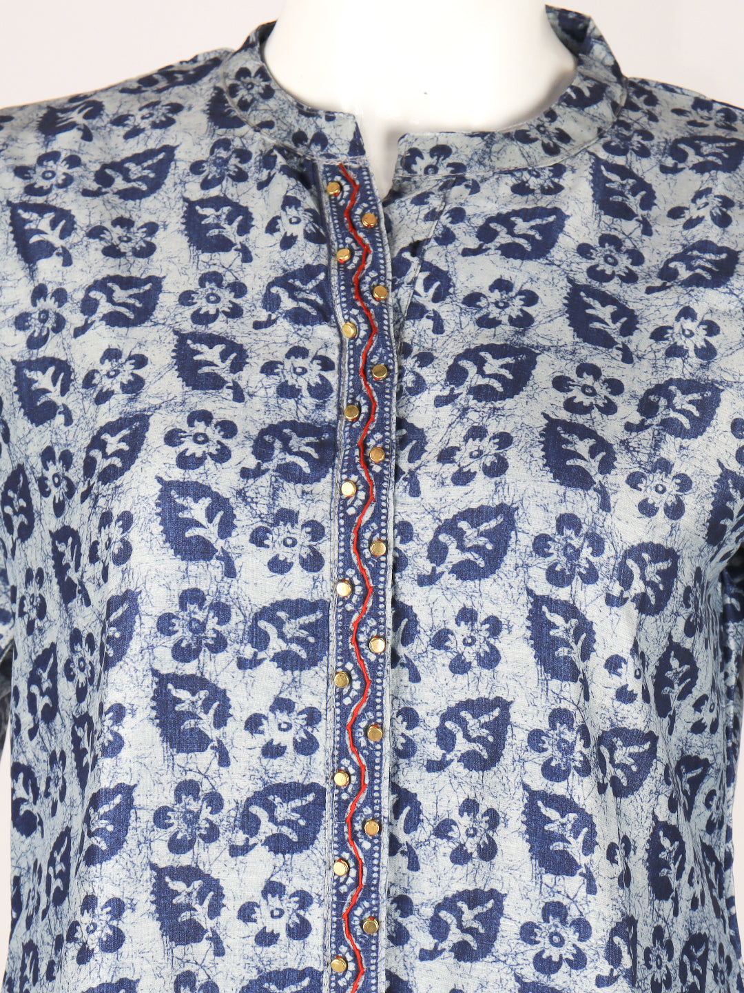 Women Cotton Printed Kurti Set Blue EKS45