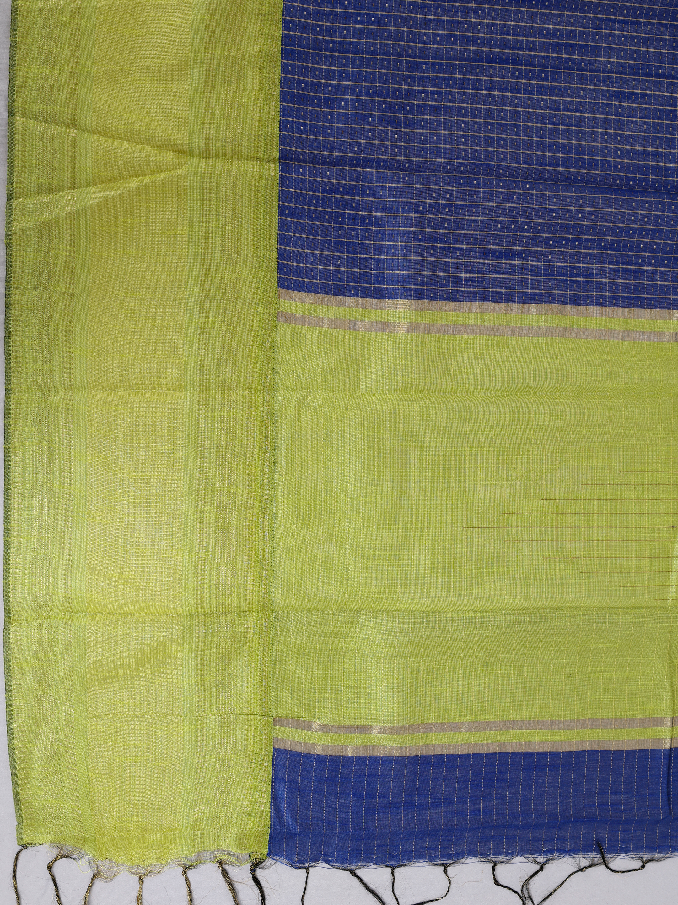 Women Semi Linen Dark Blue Checked Fancy Saree SL262