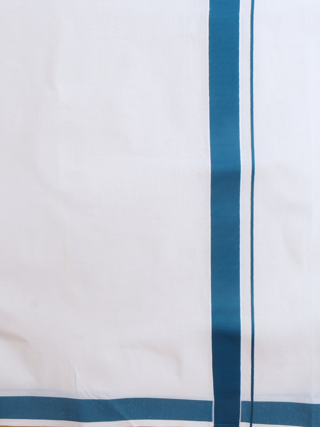Men Cotton Blend Single Layer White Dhoti with Fancy Border PB10