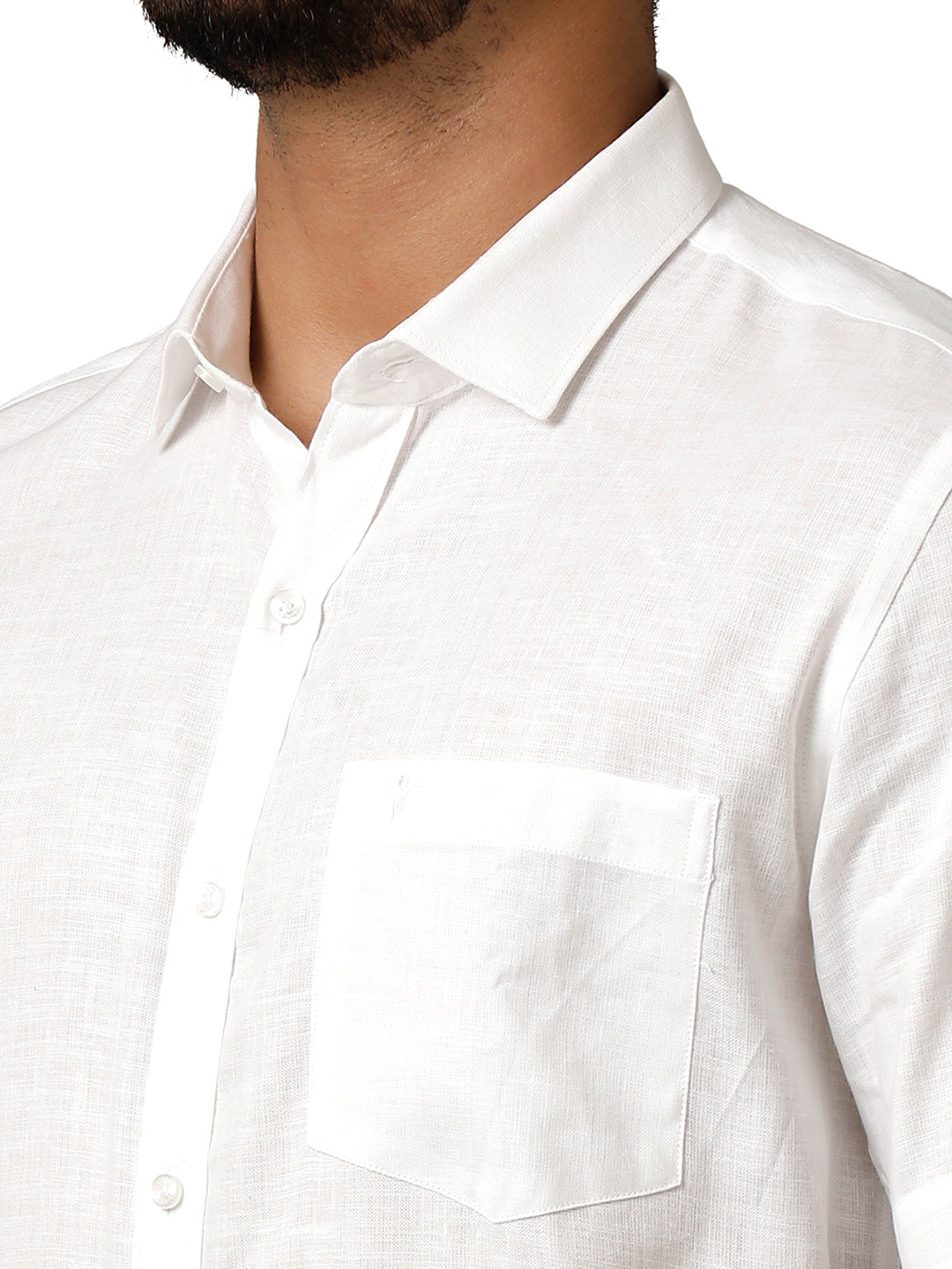 Mens 100% Pure Linen White Shirt Half Sleeves Irish