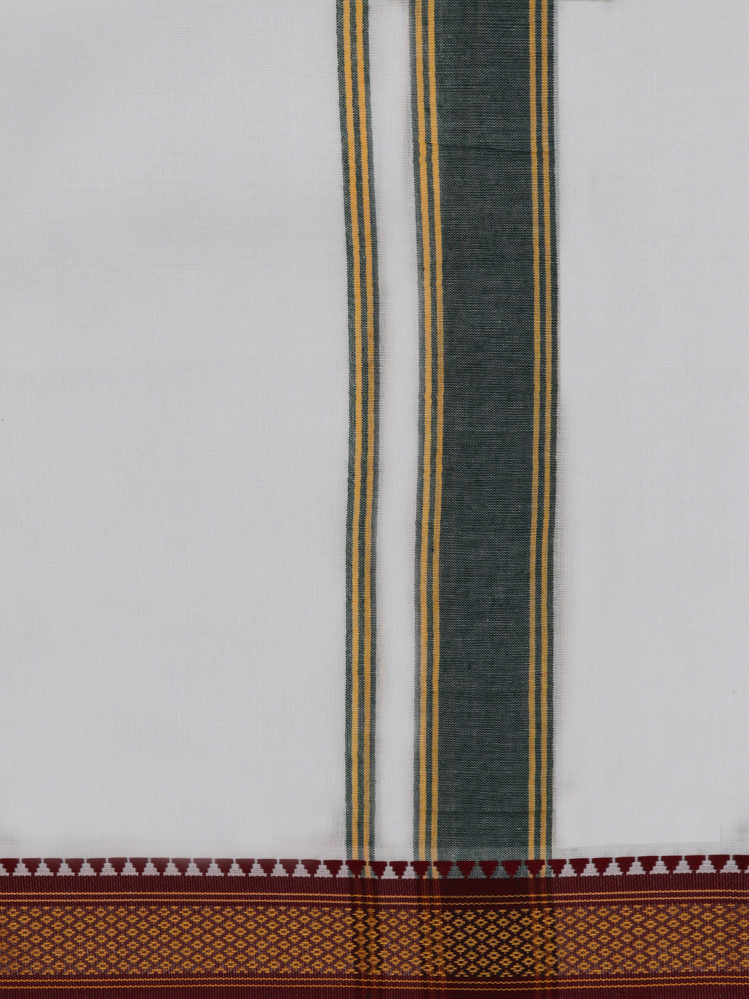 Men 100% Cotton Mayilkhan Border Panchakacham with Angavasthram White(9+5)