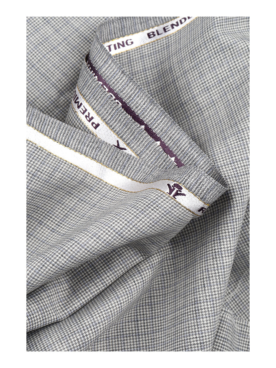 Premium Australian Merino Wool Blended Colour Checked Pants Fabric Grey Mark Wool-Close view