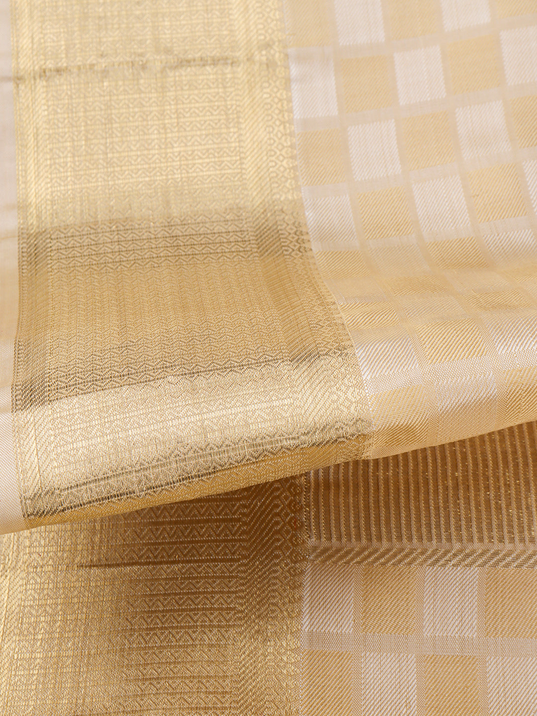 Men 100% Pure Silk 4" Jari Gold  Border  Amirtham