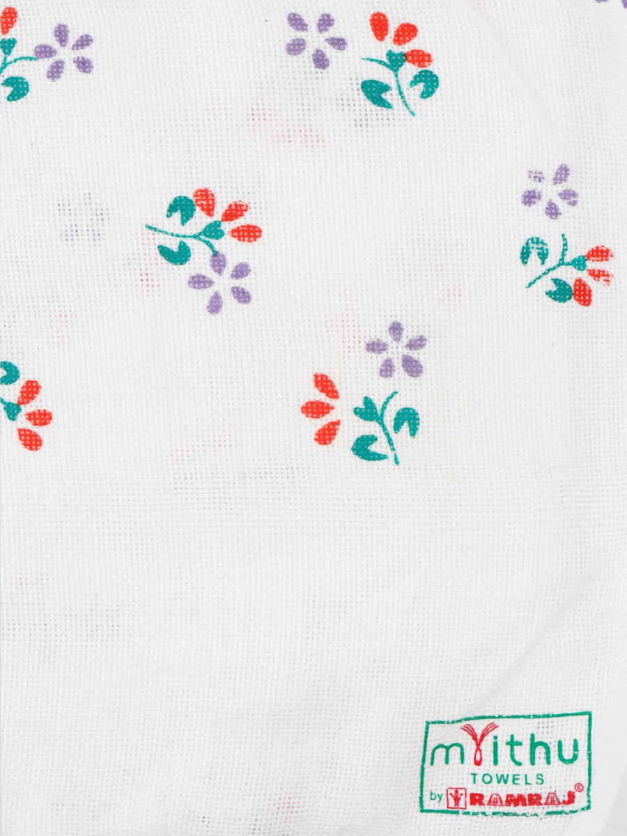 Cotton White Print Bath Towel NO 4092 (2 PCs Pack)-Zoom view one