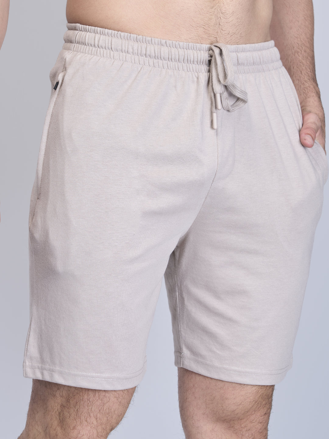 Men Combed Cotton Shorts Beige