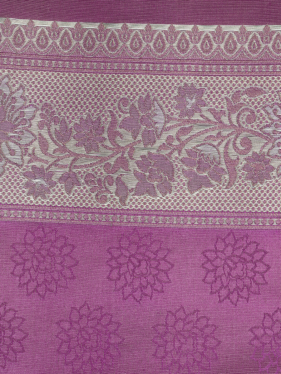 Women Stylish Flower Design Semi Silk Lavender Saree with Jari Border SS77-Pattern view