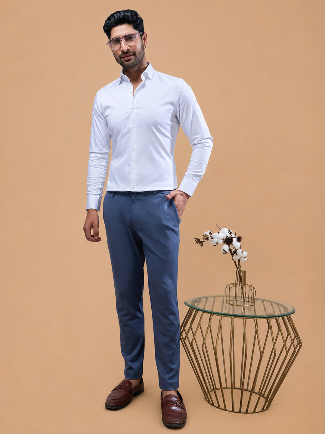 Stretch Cotton White Shirt – 2 Way Comfort