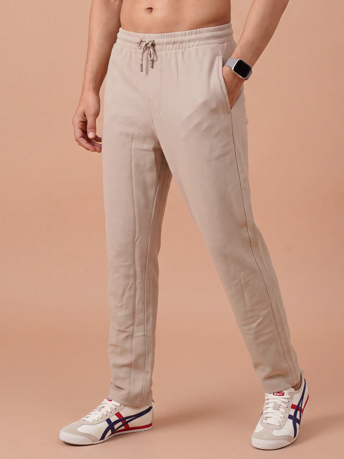 Cotton Rich Aeroflex Structured Beige Track Pants AFT3