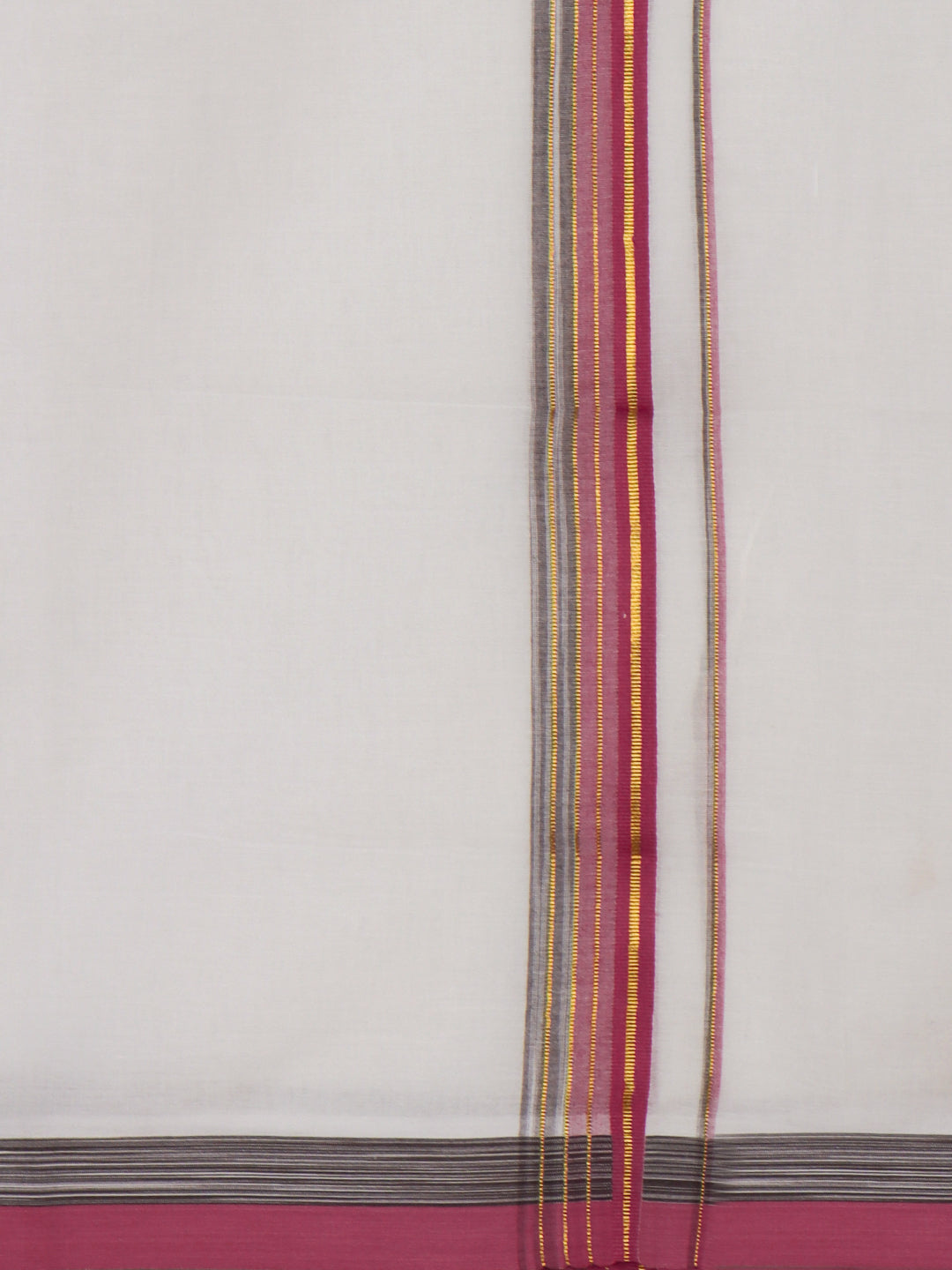 Men 100% Cotton Double Layer White Dhoti with Fancy Jari Border MJF08