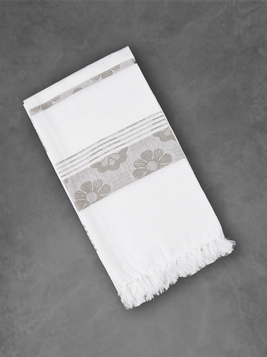 100% Cotton Soft Feel Colour Flower Design Bath Towel 1058 -Grey