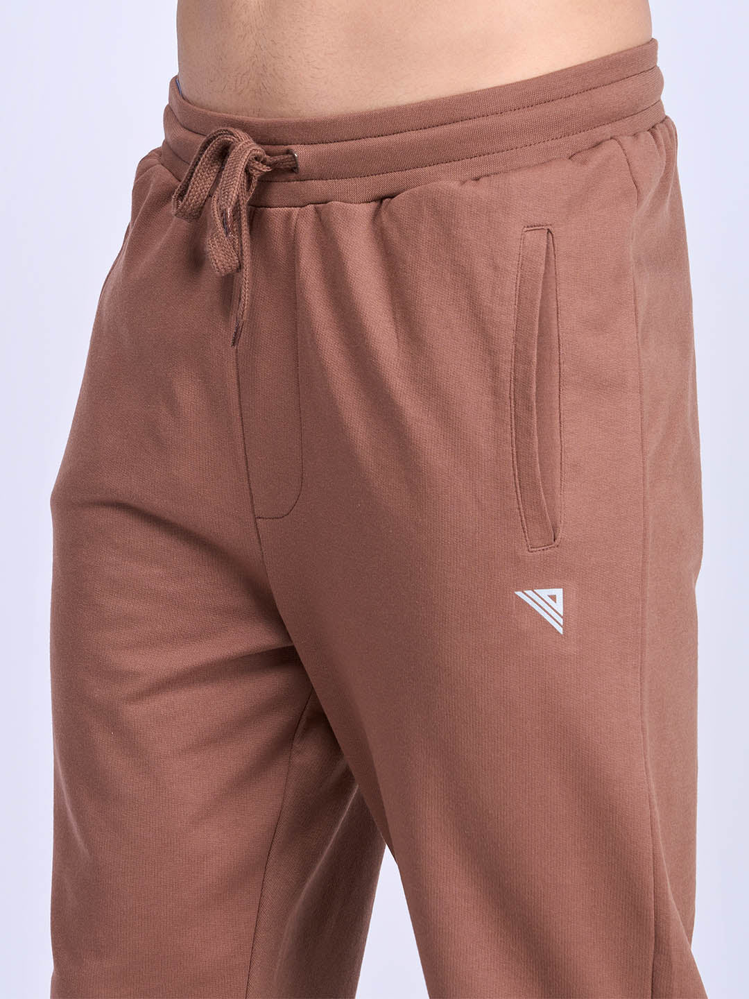 Mens Cotton Zipper Packet Jogger Camel