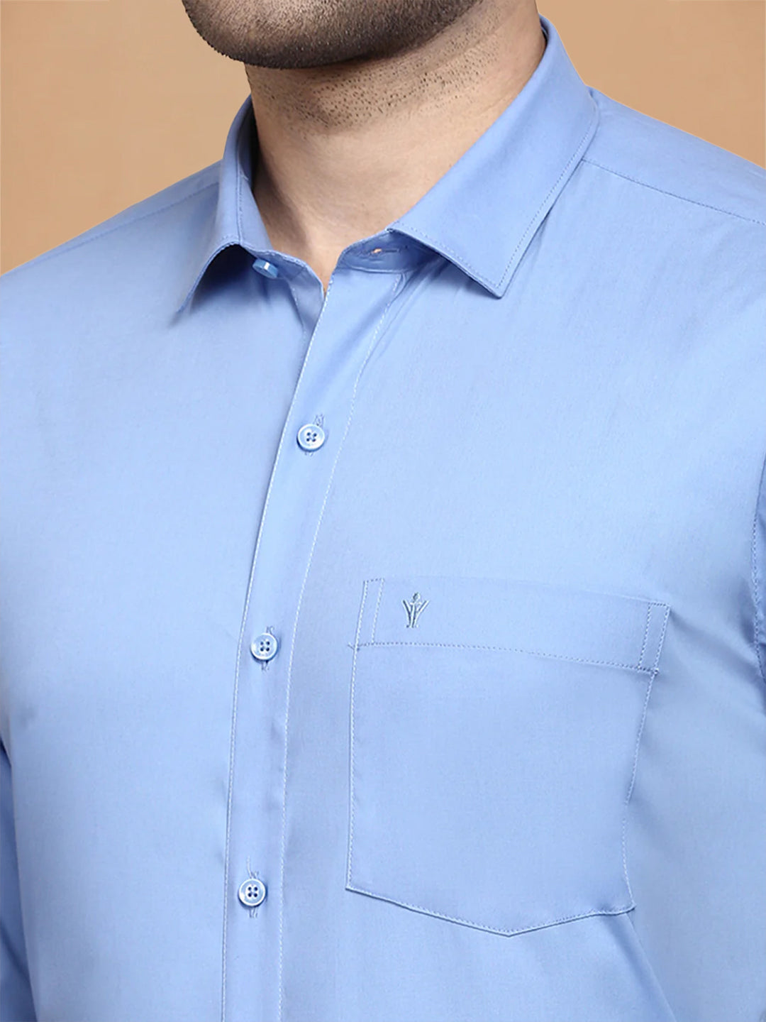Cotton Spandex Pale Cornflower Blue 2 Way Stretch Smart Fit Shirt LY8