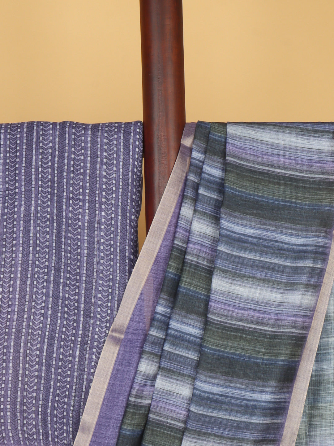 Women Violet Semi Linen Saree SL219