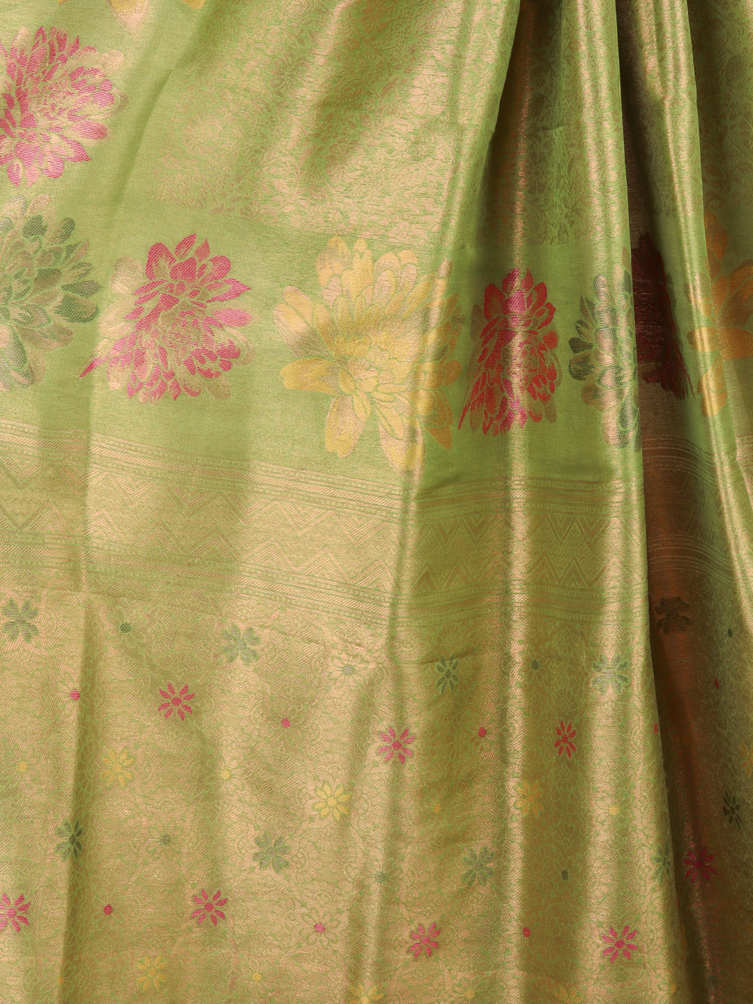 Women Bright Olive Green Semi Mysore Silk Saree SS379