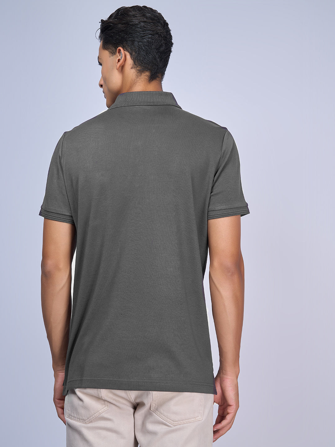 Mens Polo Tshirt Grey Melange