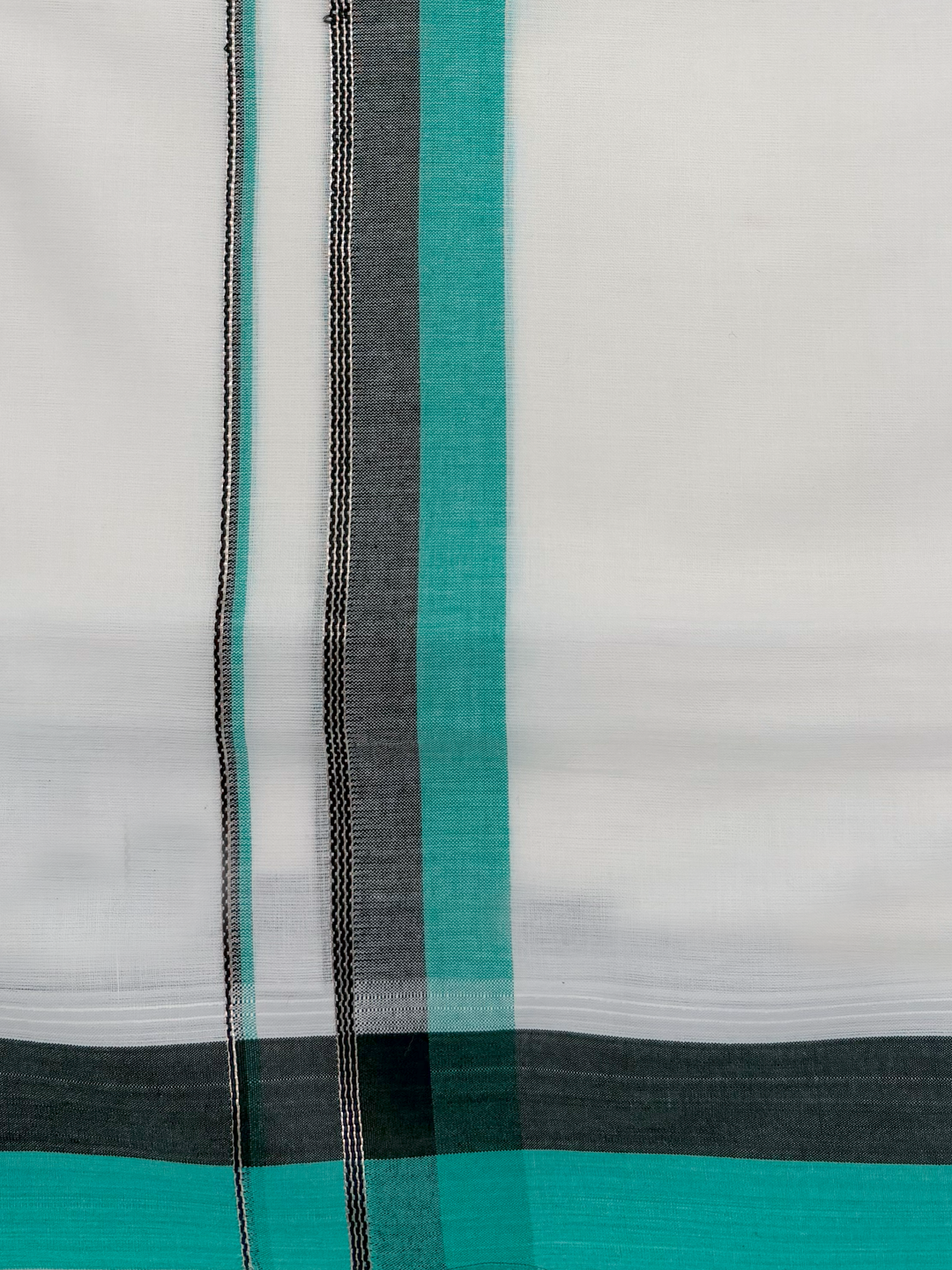 Double Layer 100% Cotton White Dhoti With Colour Jari Border - EJF29