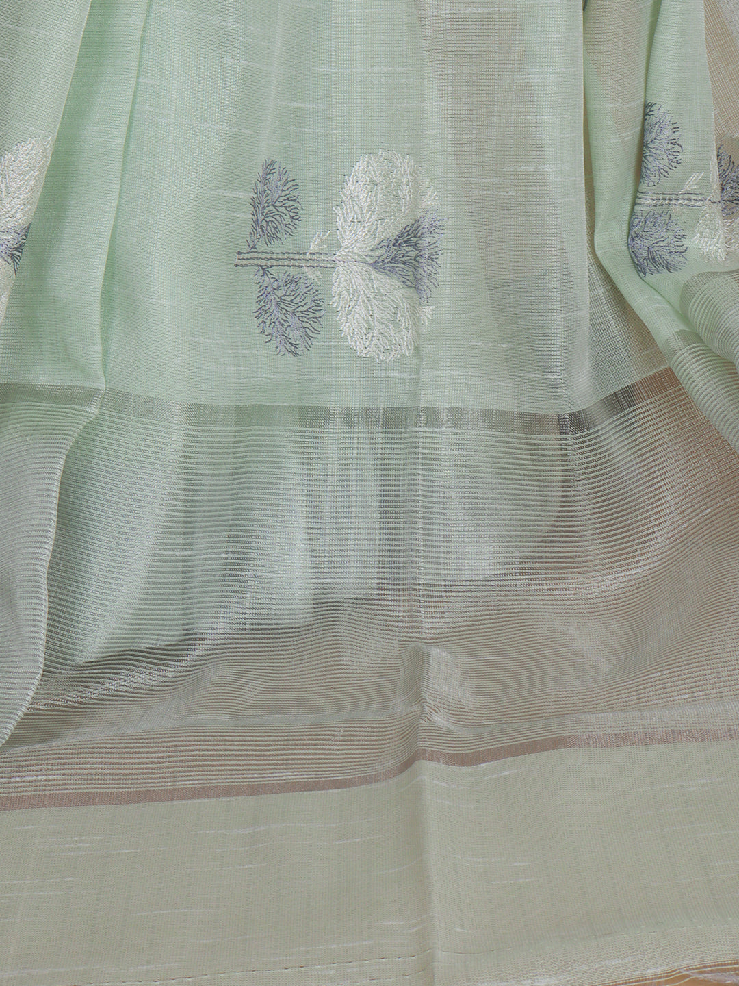 Women Semi Linen Saree Light Green SL213