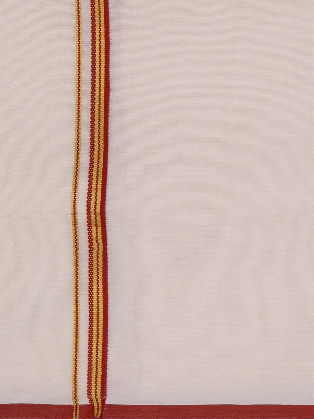 Double Layer 100% Cotton Cream Kora Dhoti with Colour Border - BJK04