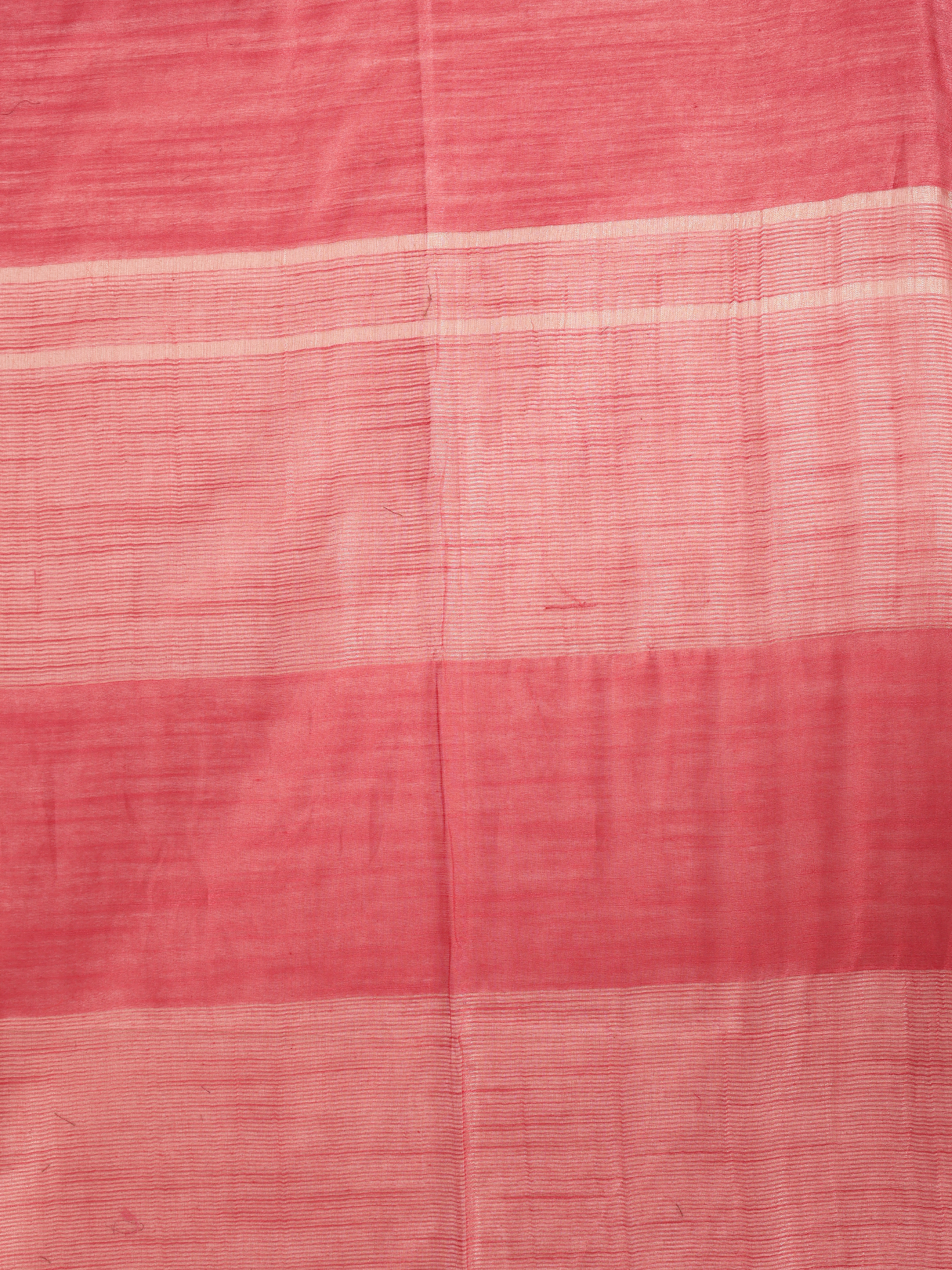Women Red Semi Tussar Saree ST354