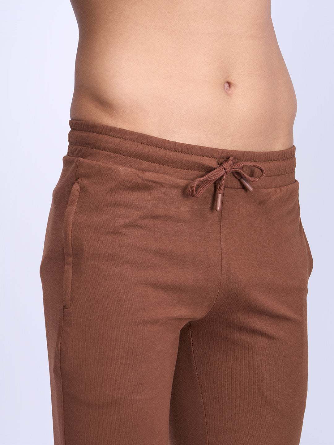 Super Combed Cotton Side Sew Panel Smart Fit  Zipper Pocket Track Pant Brown ETK4