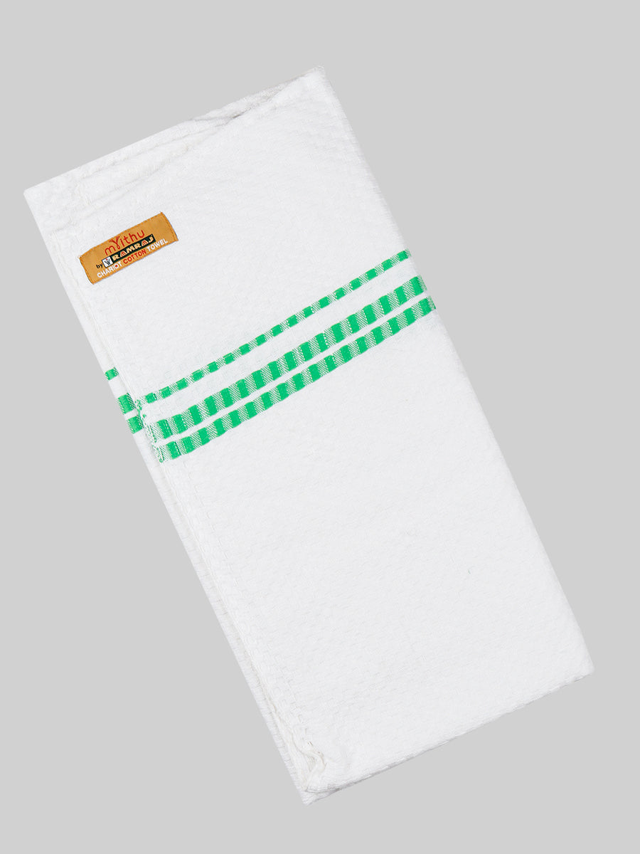 Cotton White Bath Towel Chariot-Green