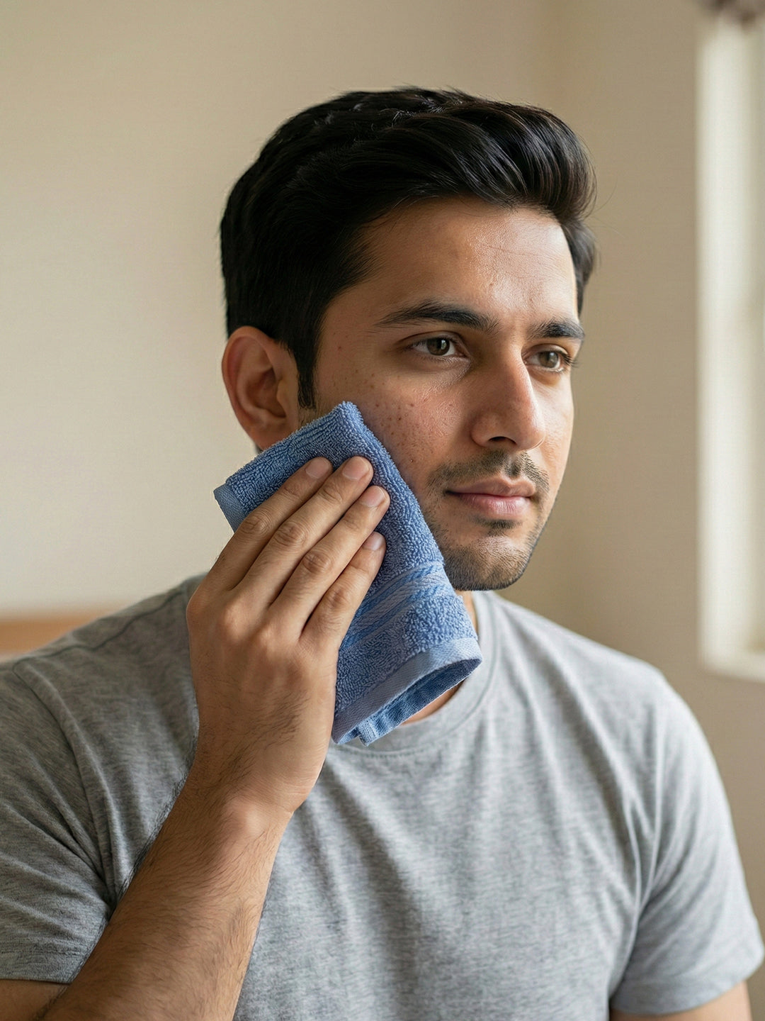 You & Me Premium Soft Terry Cotton Couple Bath, Face & Hand Towels Air Blue (Pack Of 6)