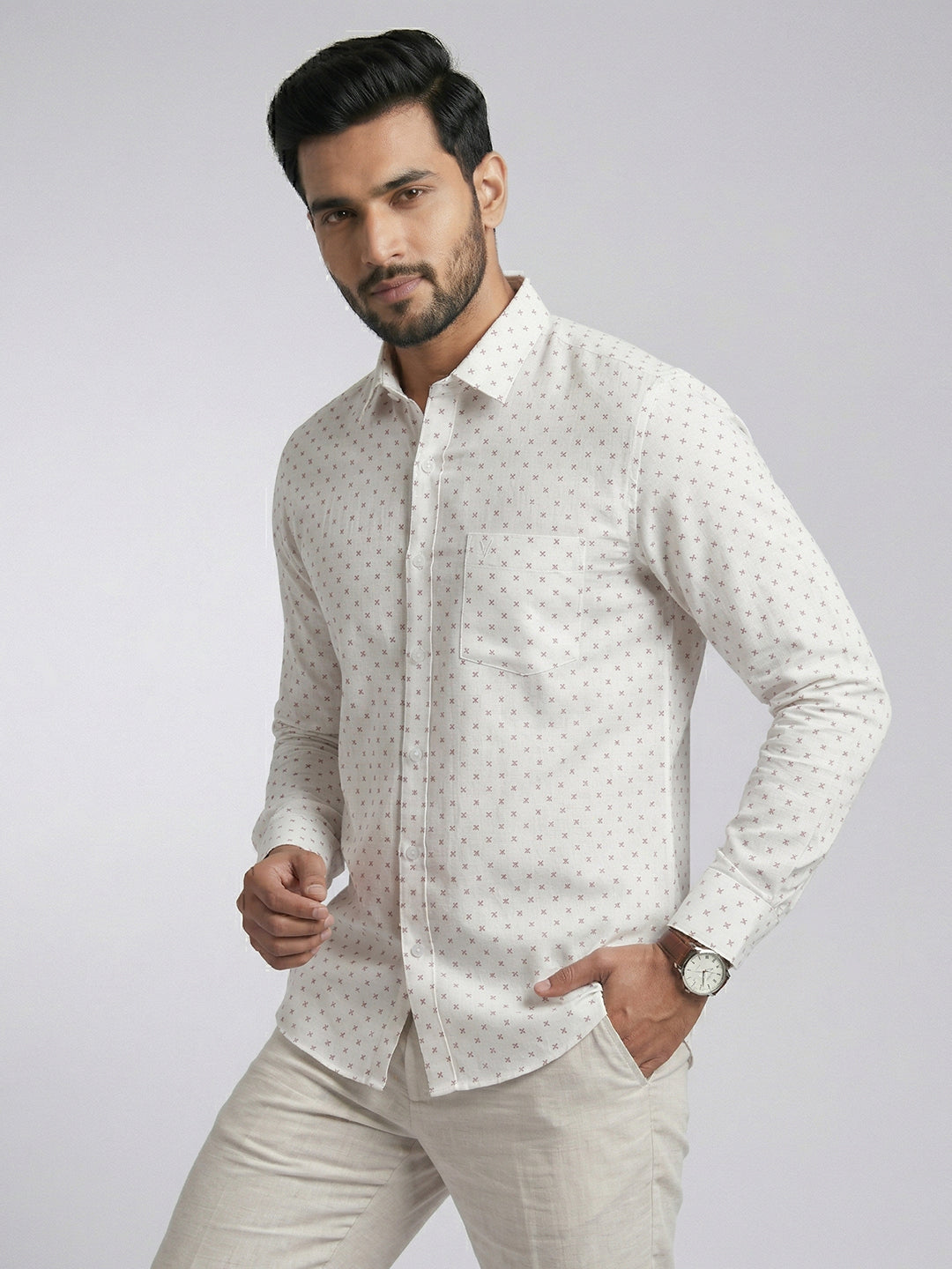 Men Cotton Rich Printed Shirt T66 APT9