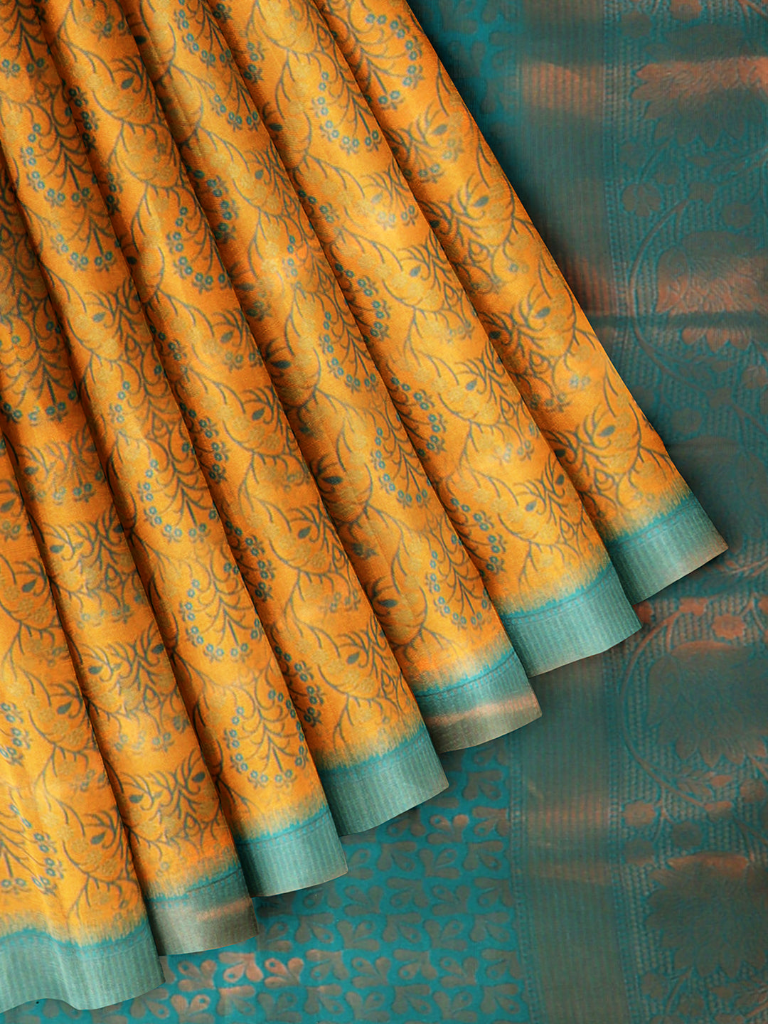 Women Yellow Art Silk Printed Saree ASS61