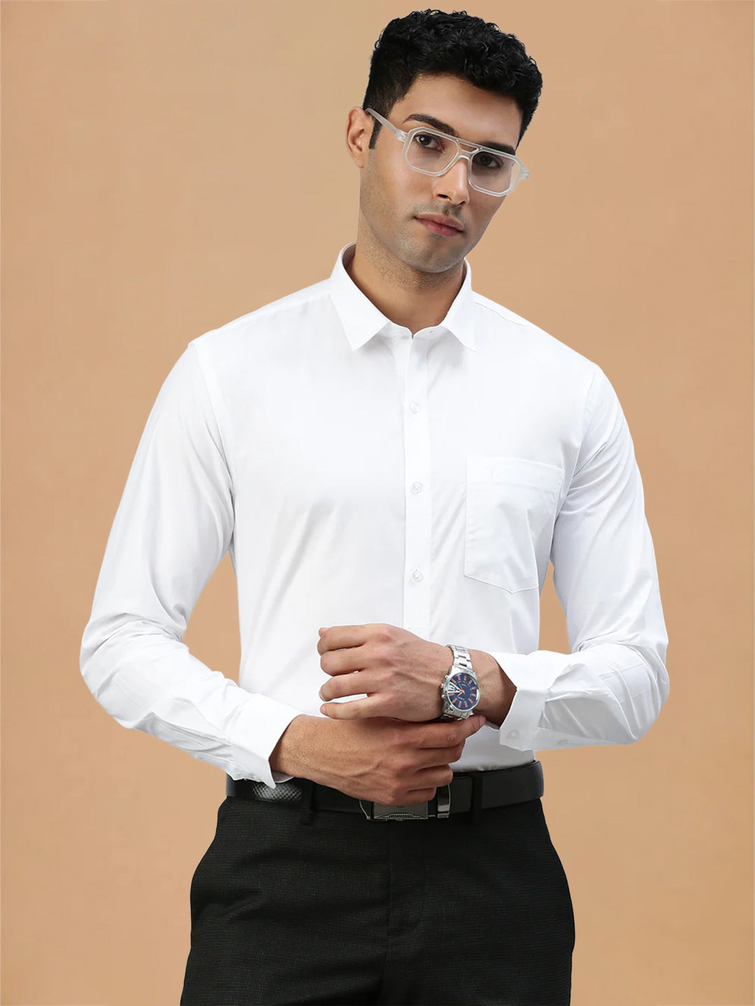 Smooth Weave 100% Cotton White Shirt - Super Faast