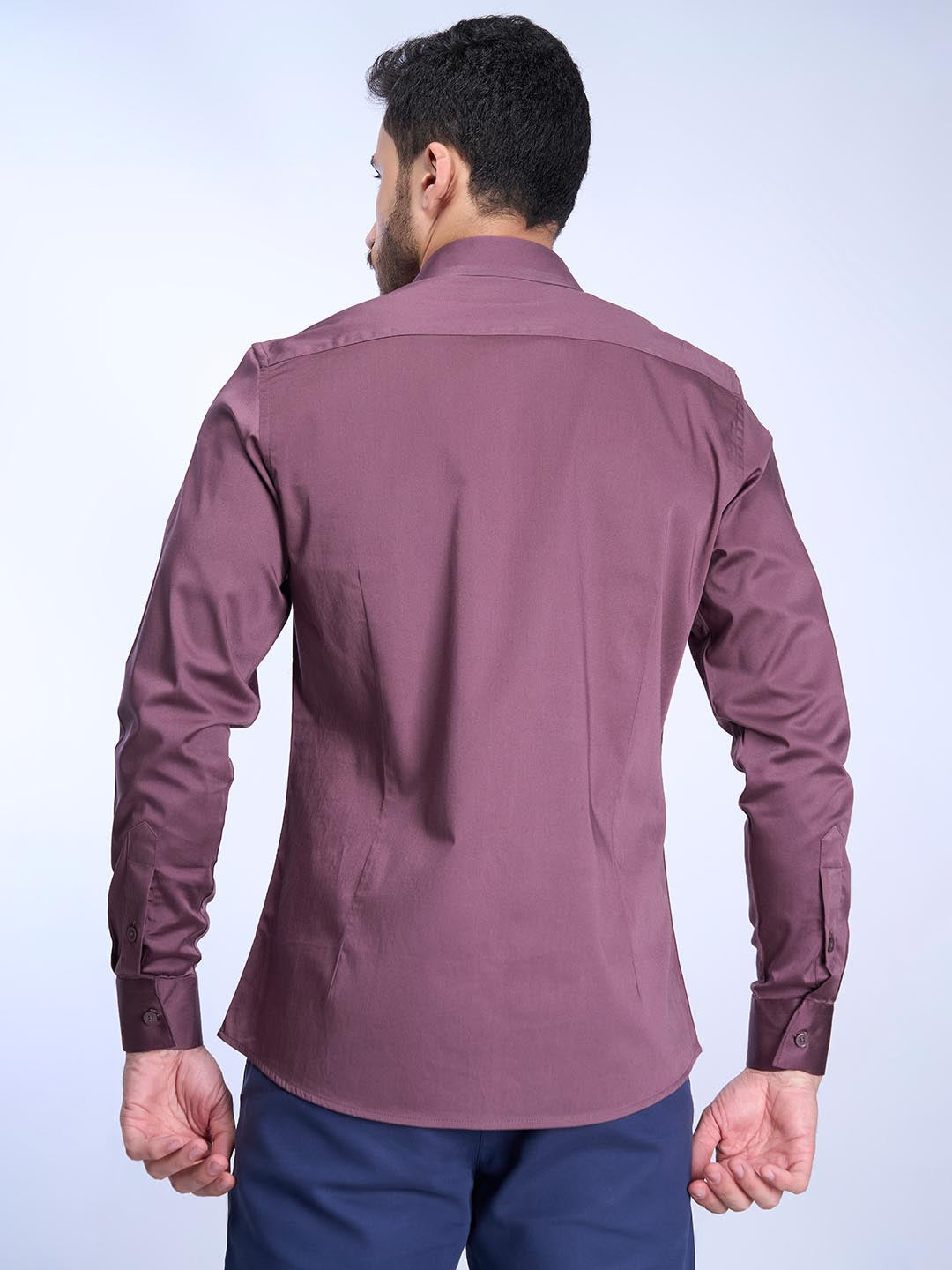 Men Stretch Cotton Shirt Purple FS26