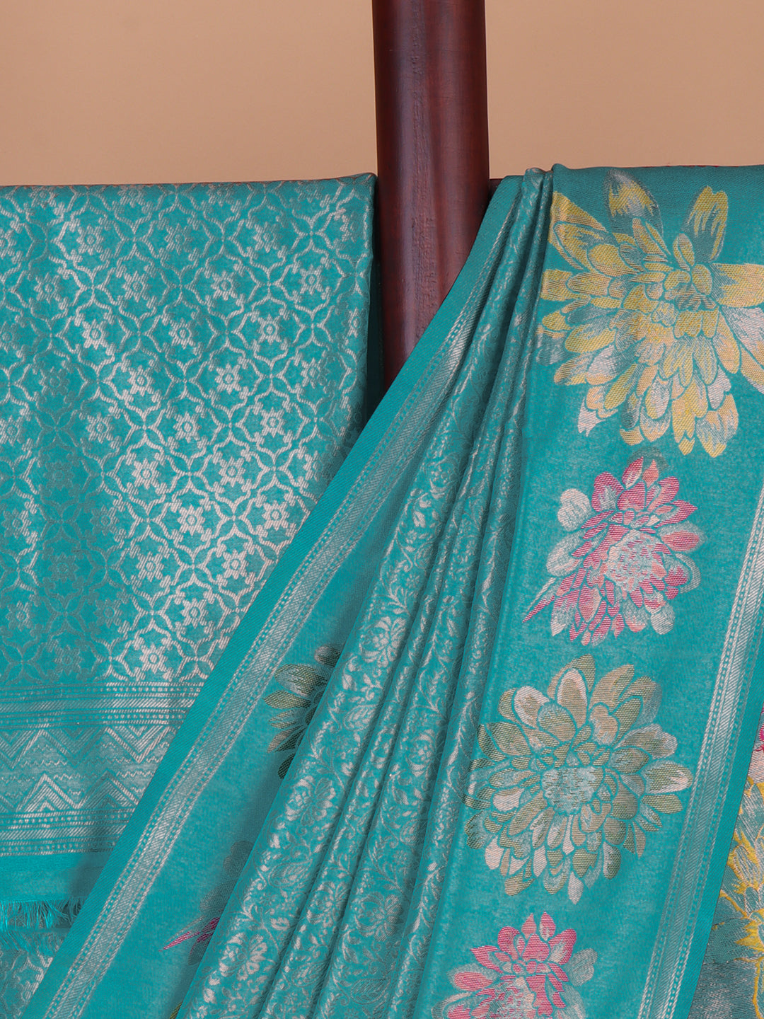 Women Cyan Blue Semi Mysore Silk Saree SS376