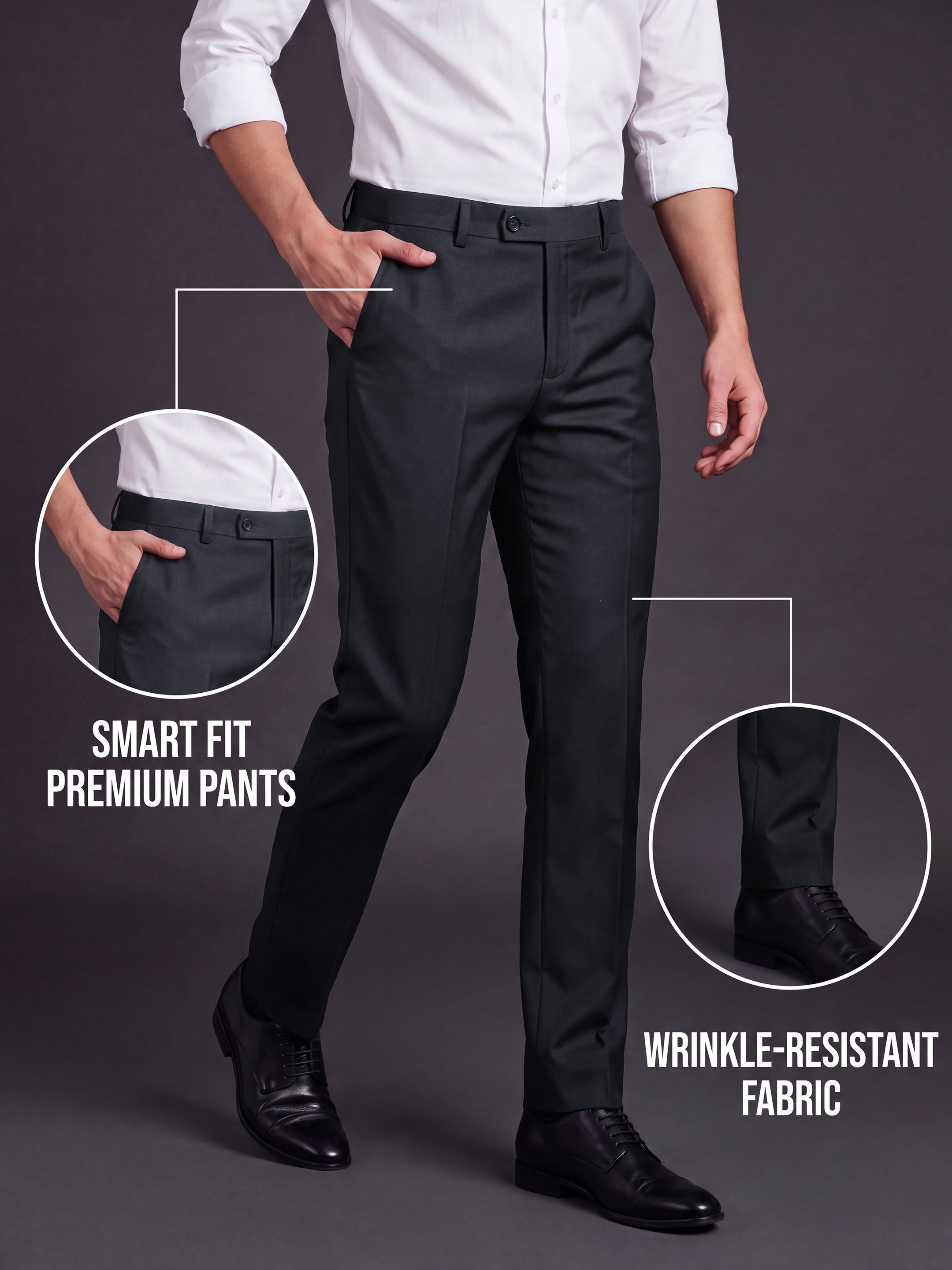 Prima Club Wool blended Stretchable Waistband Navy Blue Pants