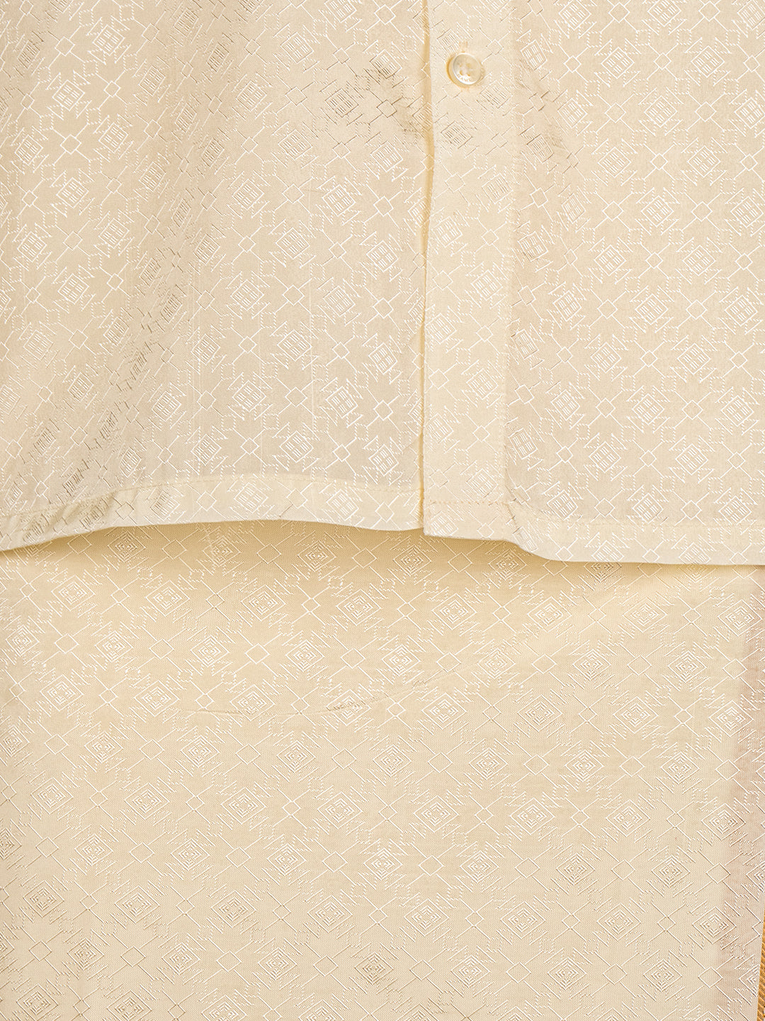Men Art Silk Cream Self Design Shirt & Dhoti Towel Set Parinayam Grand CRJD4