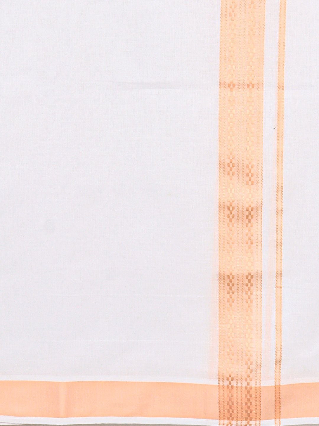 Men Cotton Blend Double Layer White Dhoti with Fancy Border TF15