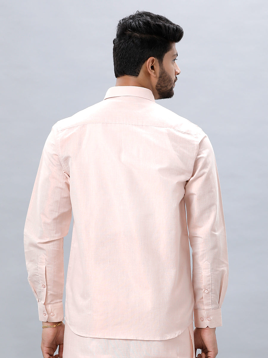 Mens Copper Tissue Full Sleeve Shirt Sangalpam-Back view