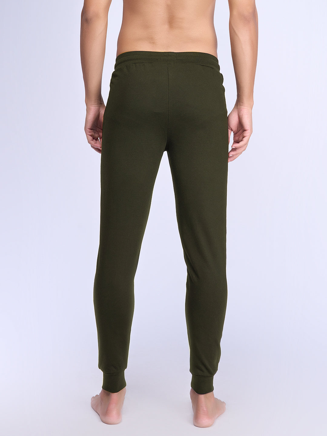 Men Combed Cotton Rich Jogger with Side Pockets Olive Green EJ6