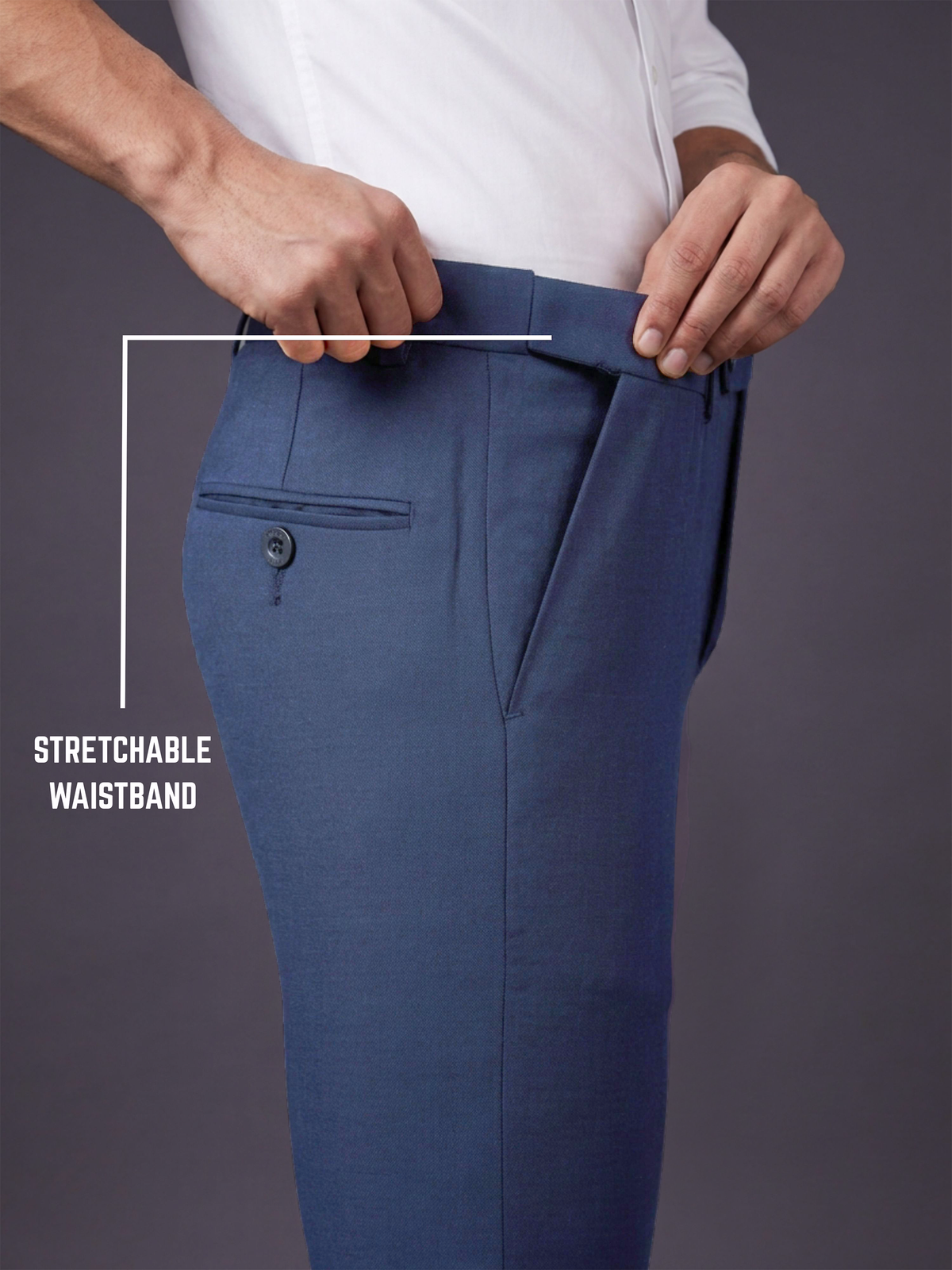 Prima Club Wool blended Stretchable Waistband Blue Pants