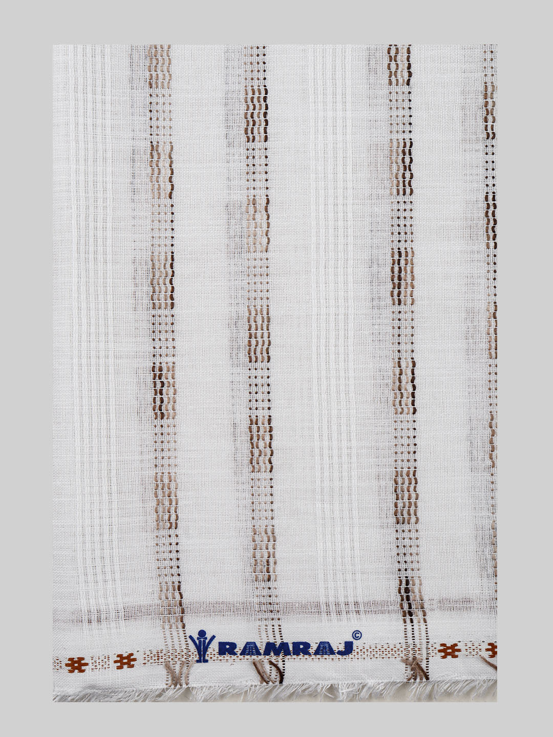 Cotton Blend White & Brown Striped Shirt Fabric Hi-Tech-Ad vert