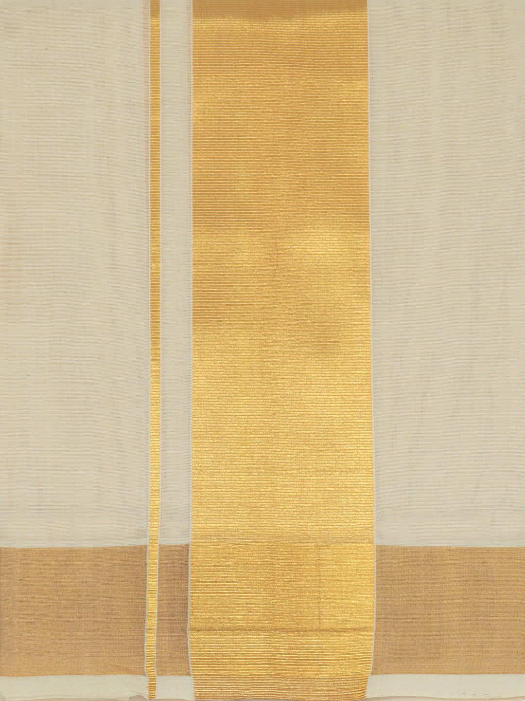 Double Layer Premium Handloom Cream Dhoti with Jari Border HLM119